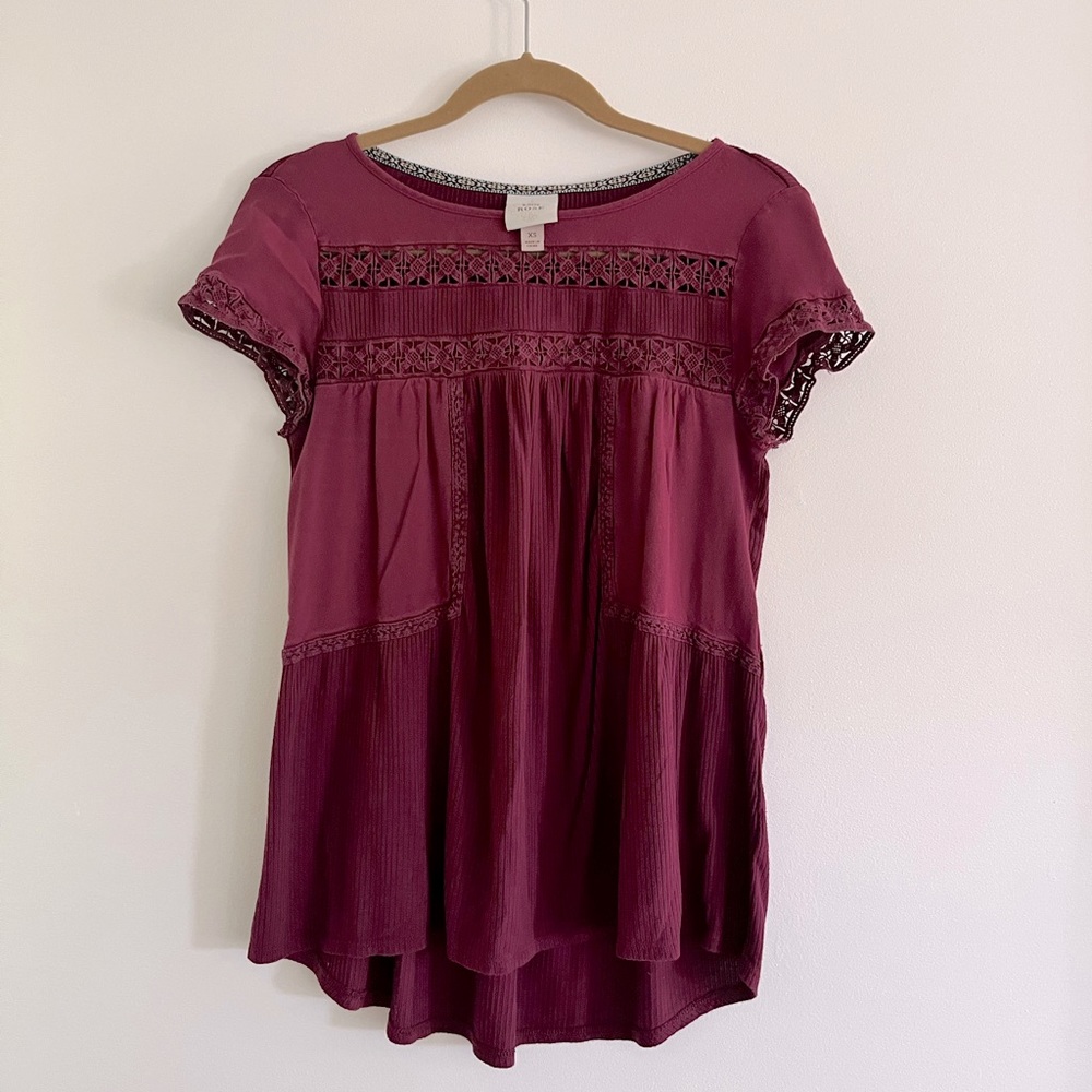 Knox Rose Magenta Bohemian Baby Doll Top/ XSmall